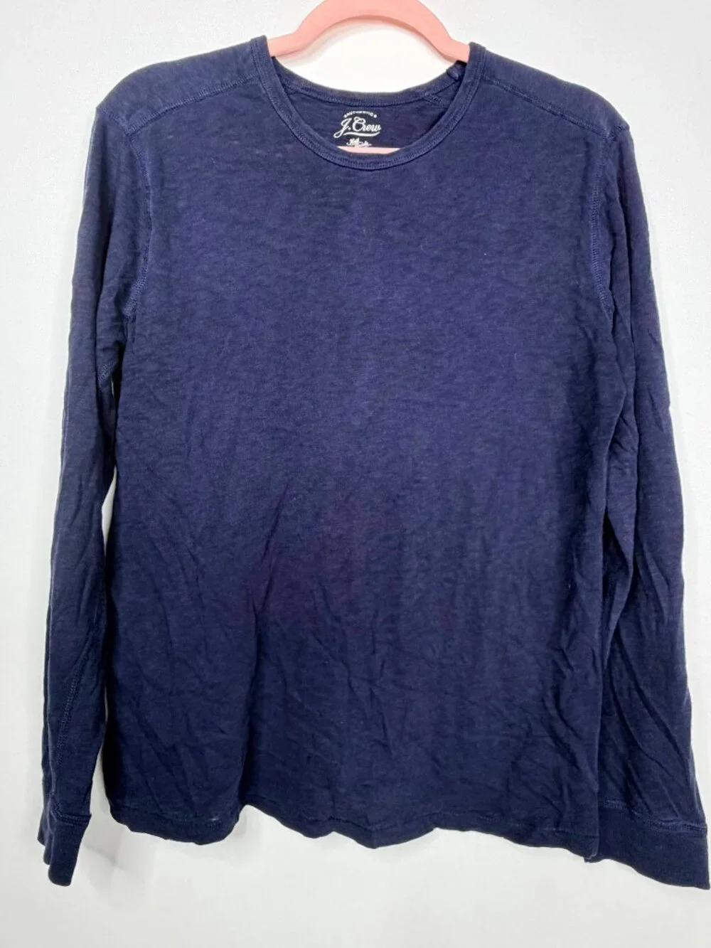 J. Crew Long Sleeve Textured Cotton T-Shirt Navy Small #A3065